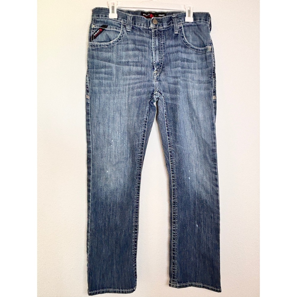 Ariat M5 FR Flame Resistant Straight Leg Jeans Mens 34x32 Medium Wash Denim